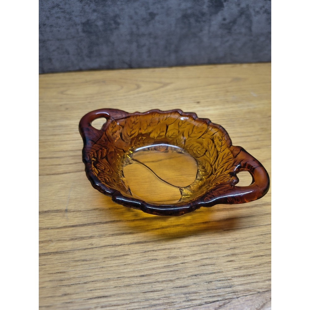 Vintage Tiara Sweet Pear Handle Indiana Glass 1970s Burnt Honey Dish